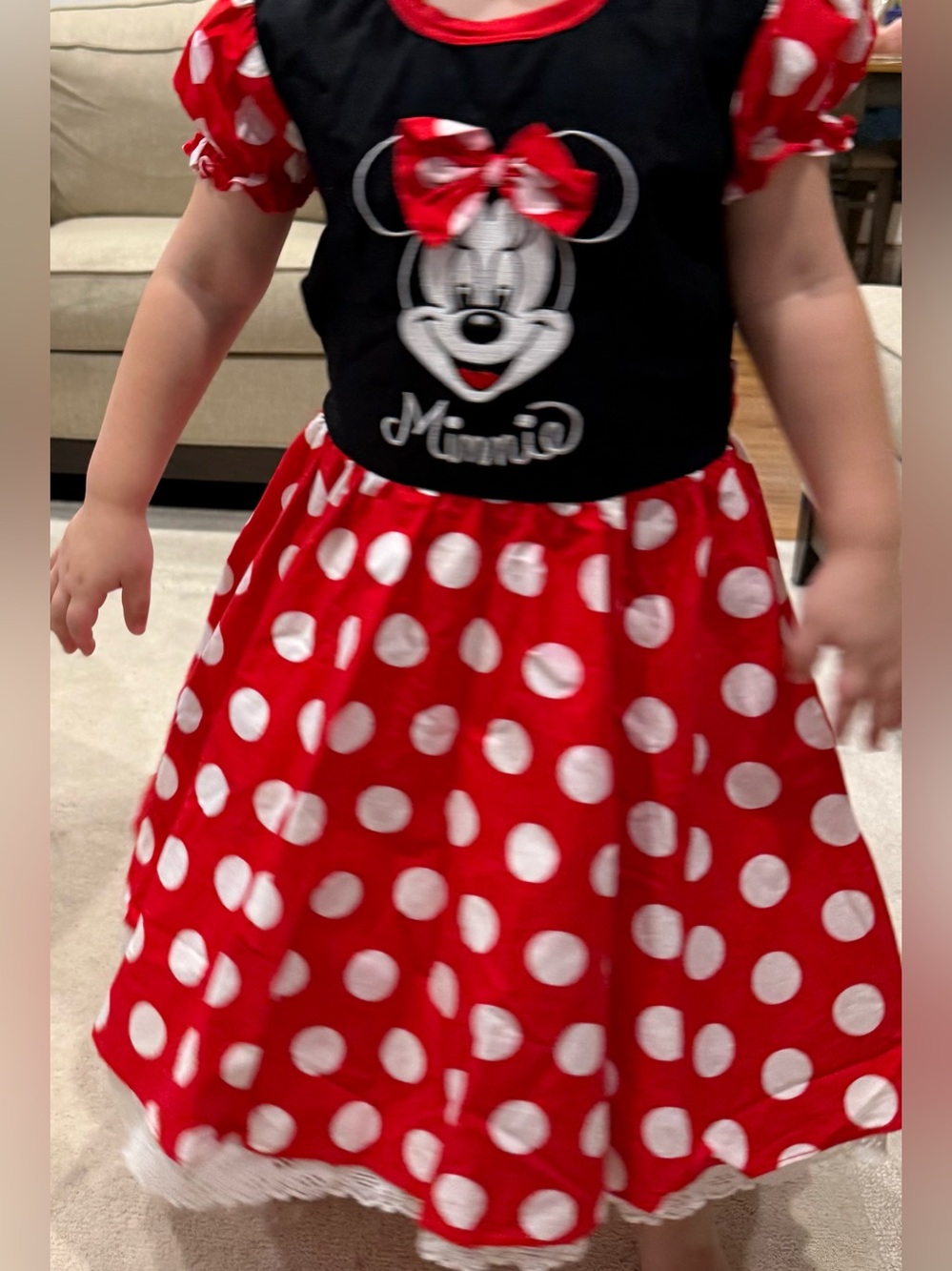 Disney Parks Dress black top Red & White Polka Dot Minnie Skirted Bottom size M